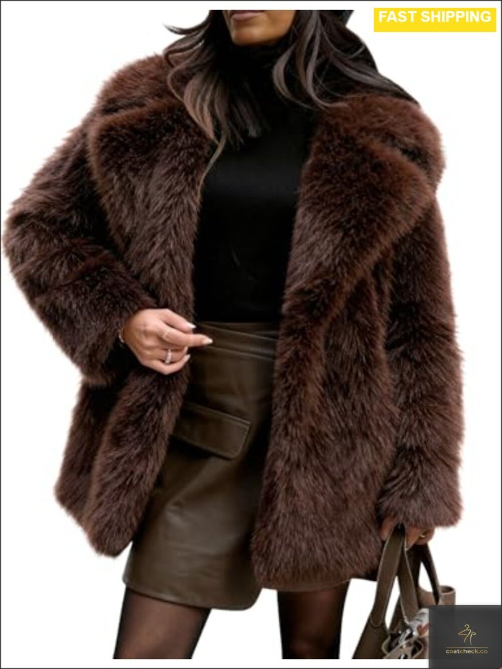 Flygo Faux Fur Coat Long Sleeve Snap Button Winter Jacket